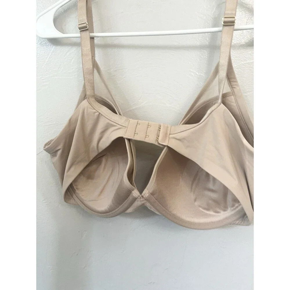 ThirdLove 24/7 Classic Uplift Plunge Bra Women 38E Taupe Mesh Underwire Nude